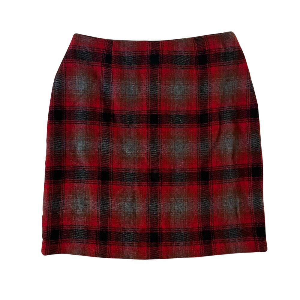 Vtg Y2K 2000s Red Plaid Wool Mini Skirt Sz 10 Preppy Academia Holiday Grunge